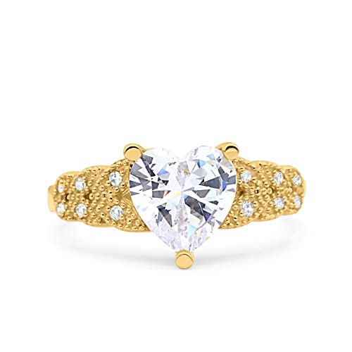 14K Yellow Gold Simulated Cubic Zirconia
