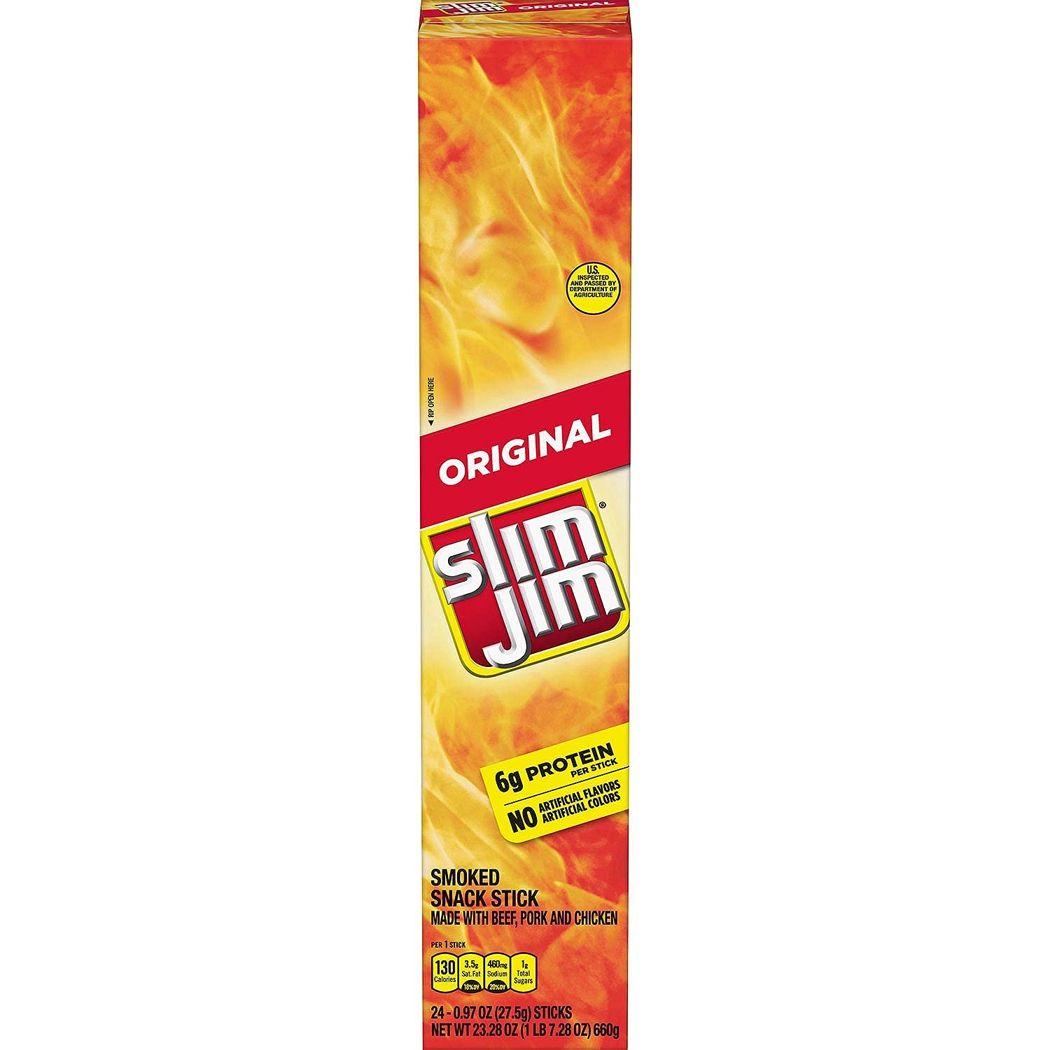 Giant Slim Jim Beef Jerky Snacks (24 Count, Pack of 4) - High Protein Meat Sticks for Hiking, Camping & Road Trips - Keto & Low Carb Snack Food