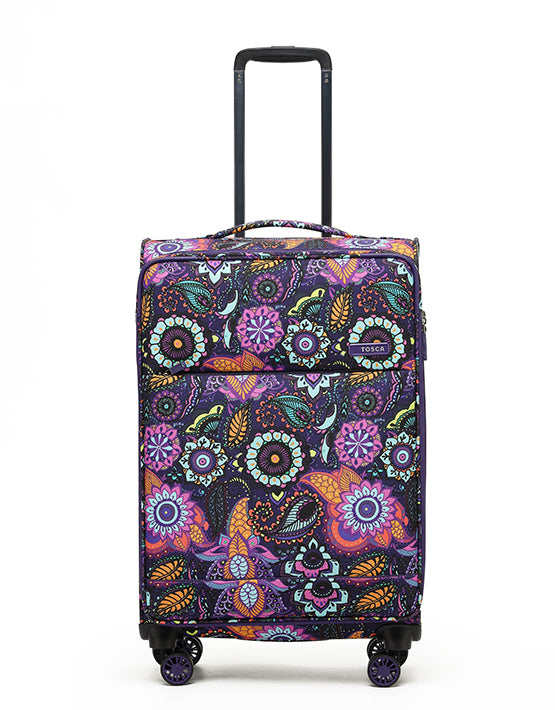 Tosca SO LITE New AIR5055 67cm Medium Spinner Luggage - Lightweight Expandable Carry-On Suitcase with 360° Wheels for Travel, Business Trips & Vacations | Paisley Design