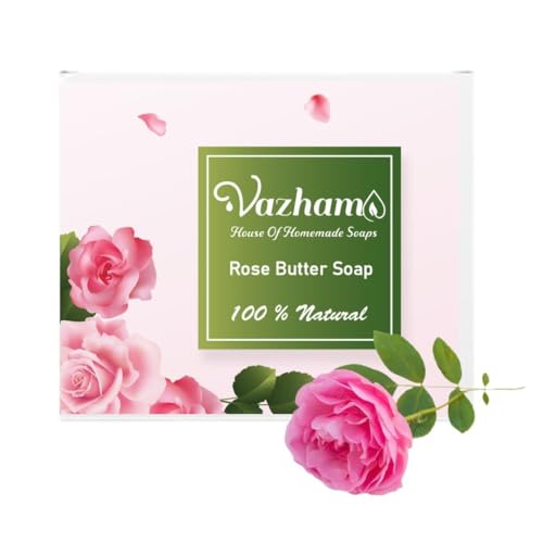 Vazham Rose Butter Soap - Natural Handmade Skincare for Women with Botanical Extracts (90g) | Gentle Daily Cleansing & Moisturizing | Perfect for Dry Skin Care & Relaxing Bath Time