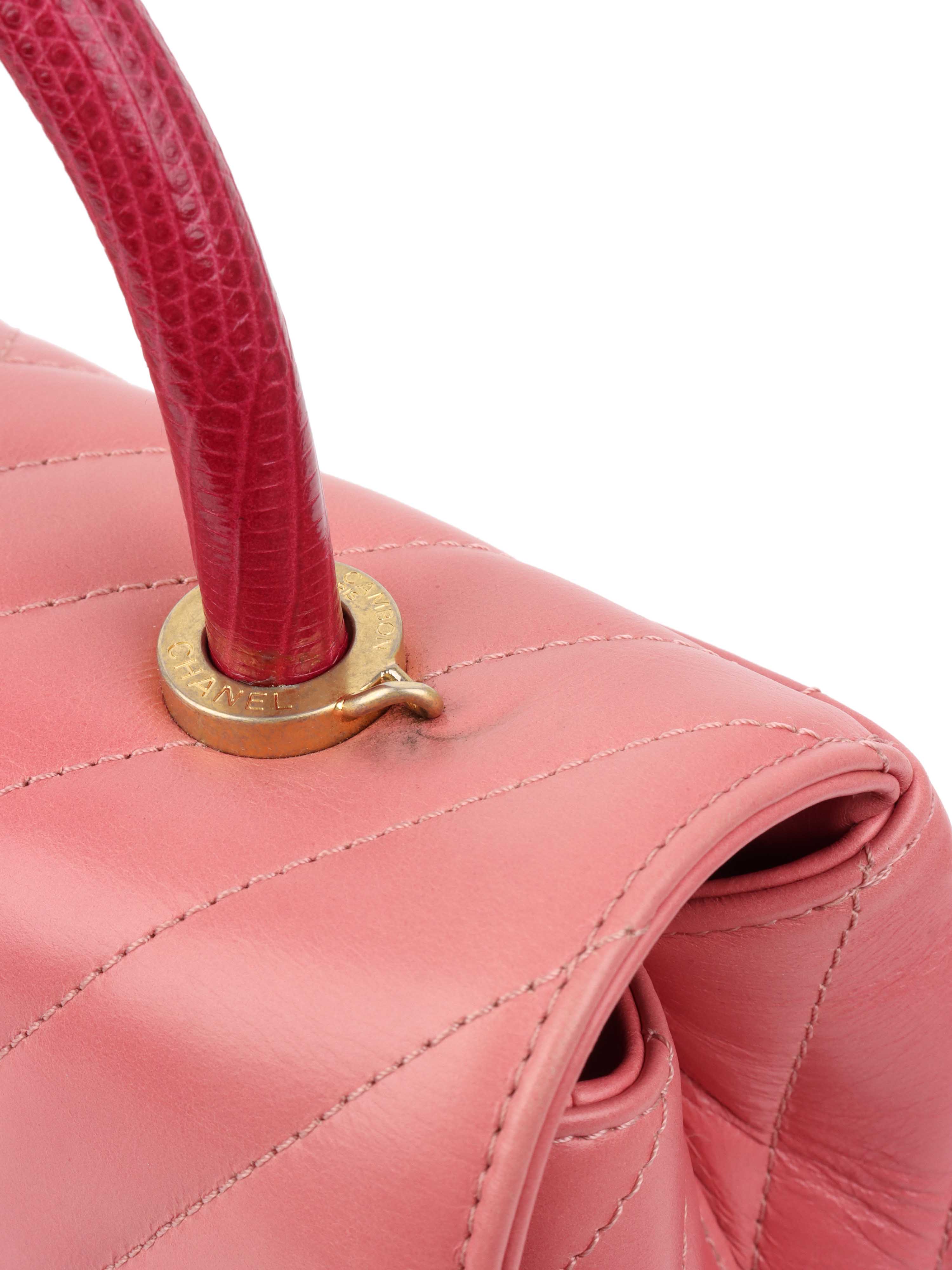 Chanel Small Pink Chevron Coco Handle Bag - Luxury Designer Crossbody Purse for Women, Perfect for Parties, Dating & Special Occasions