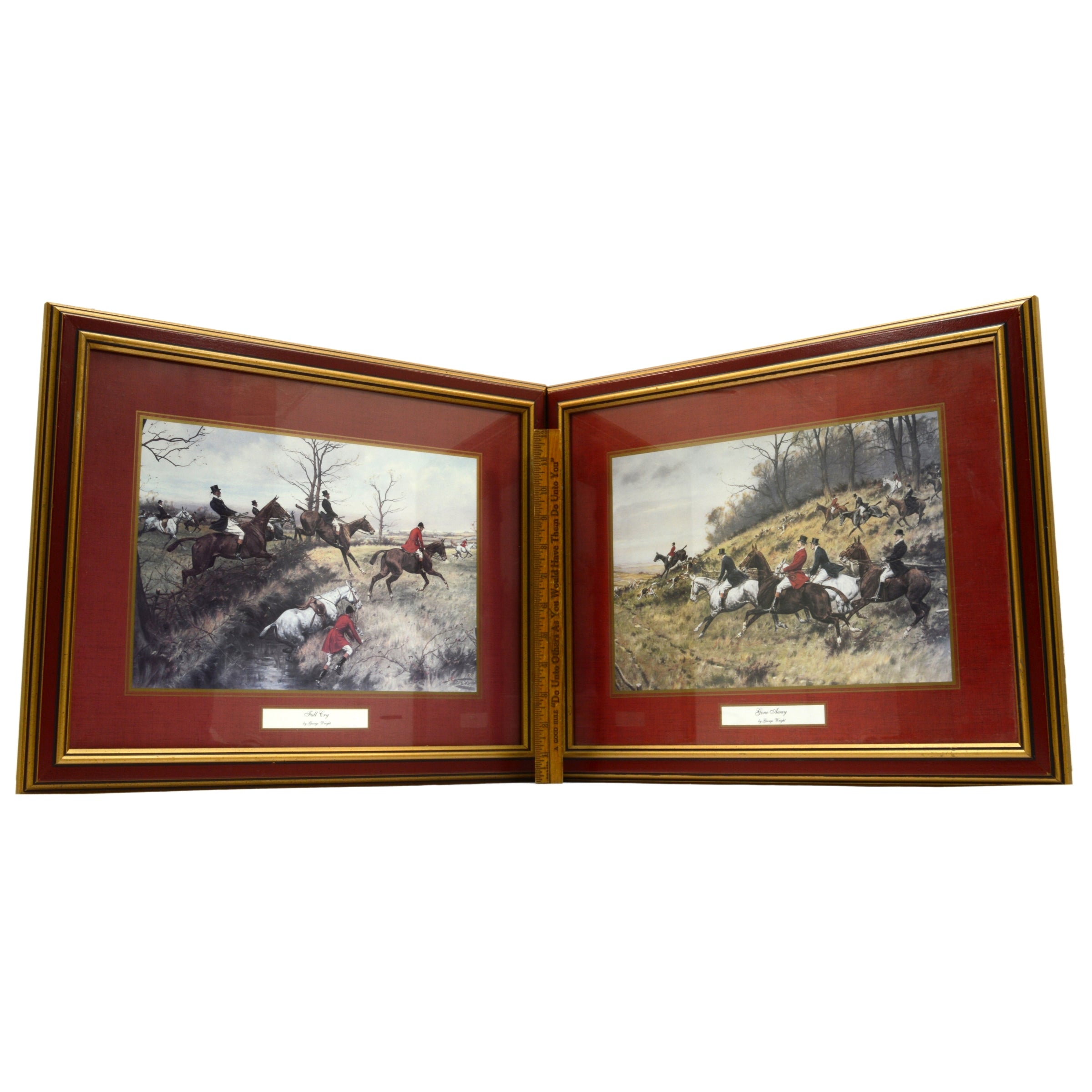 2 Pack Framed George Wright Equestrian Hunt Prints - Full Cry & Gone Away - Perfect for Home Decor, Office Art, and Equestrian Enthusiasts