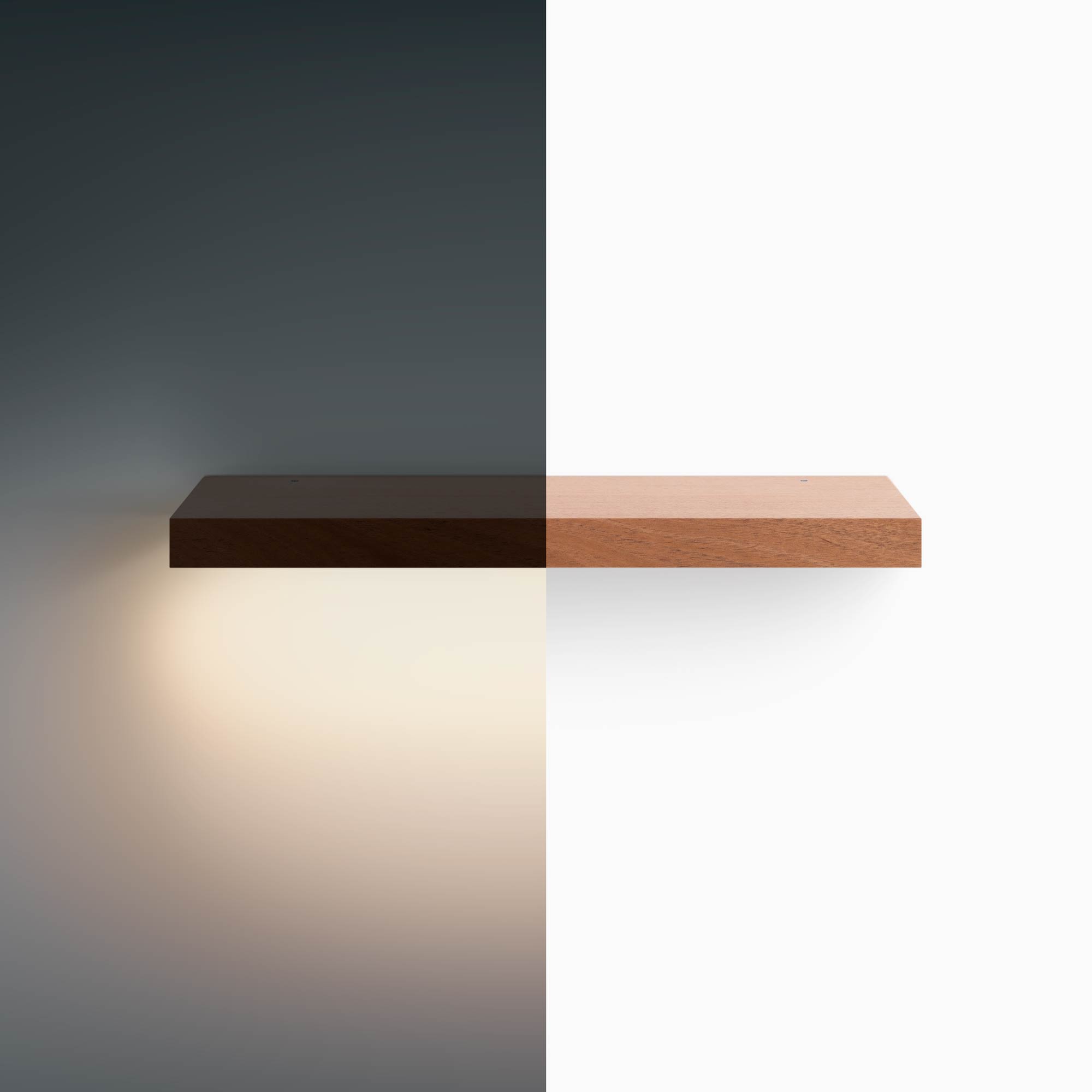 Aksel LED Floating Shelf - Modern Mahogany Wood Wall Shelf with Built-in Lights for Living Room, Bedroom, or Kitchen Decor