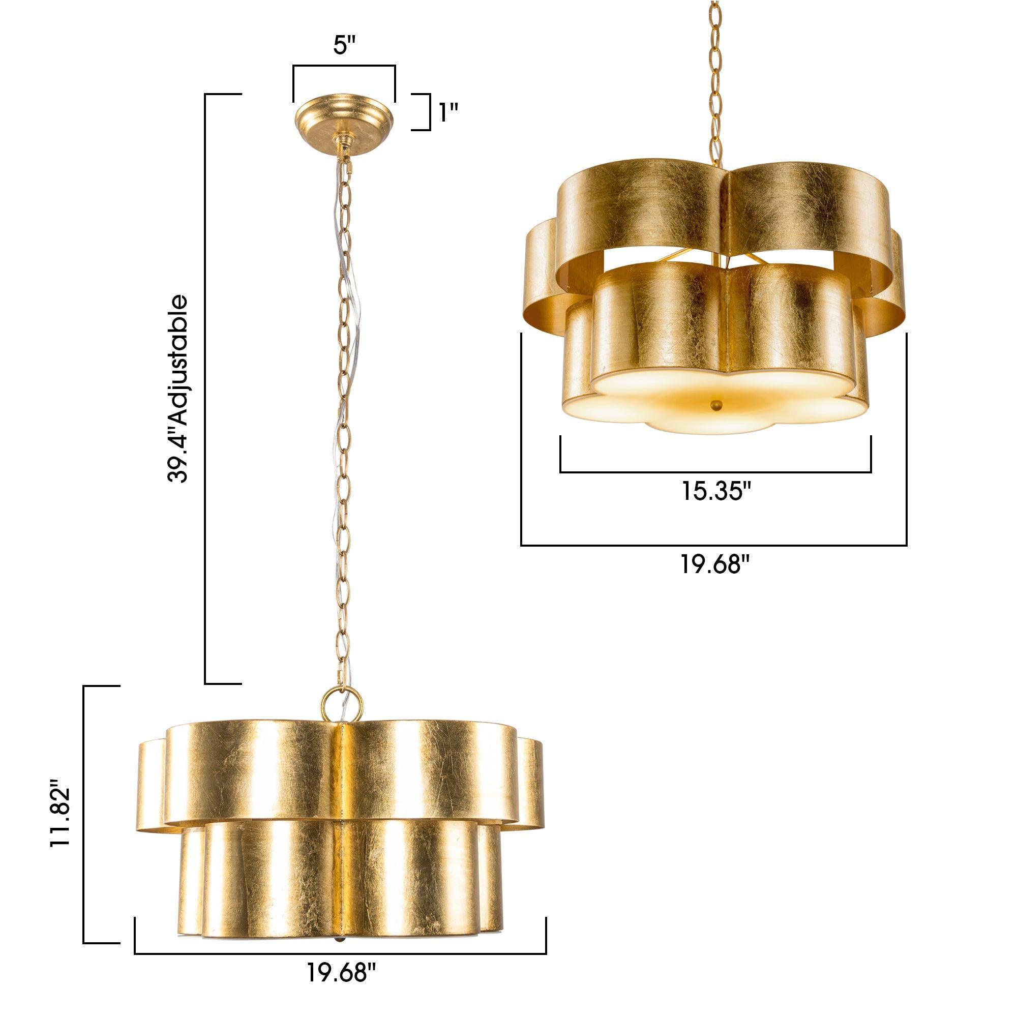 Golden 5-Light Iron Dry Rated Pendant Light Fixture - Perfect for Kitchen Island, Dining Room, and Entryway Lighting