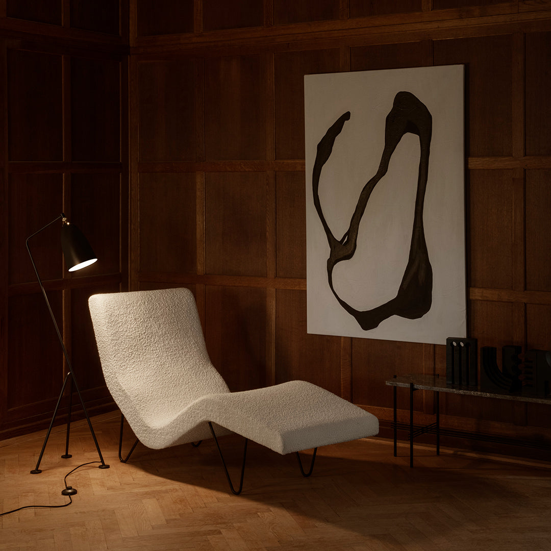Modern Grossman Gräshoppa Adjustable Floor Lamp - Scandinavian Design for Living Room, Bedroom & Office - Bright LED Reading Light with Flexible Gooseneck