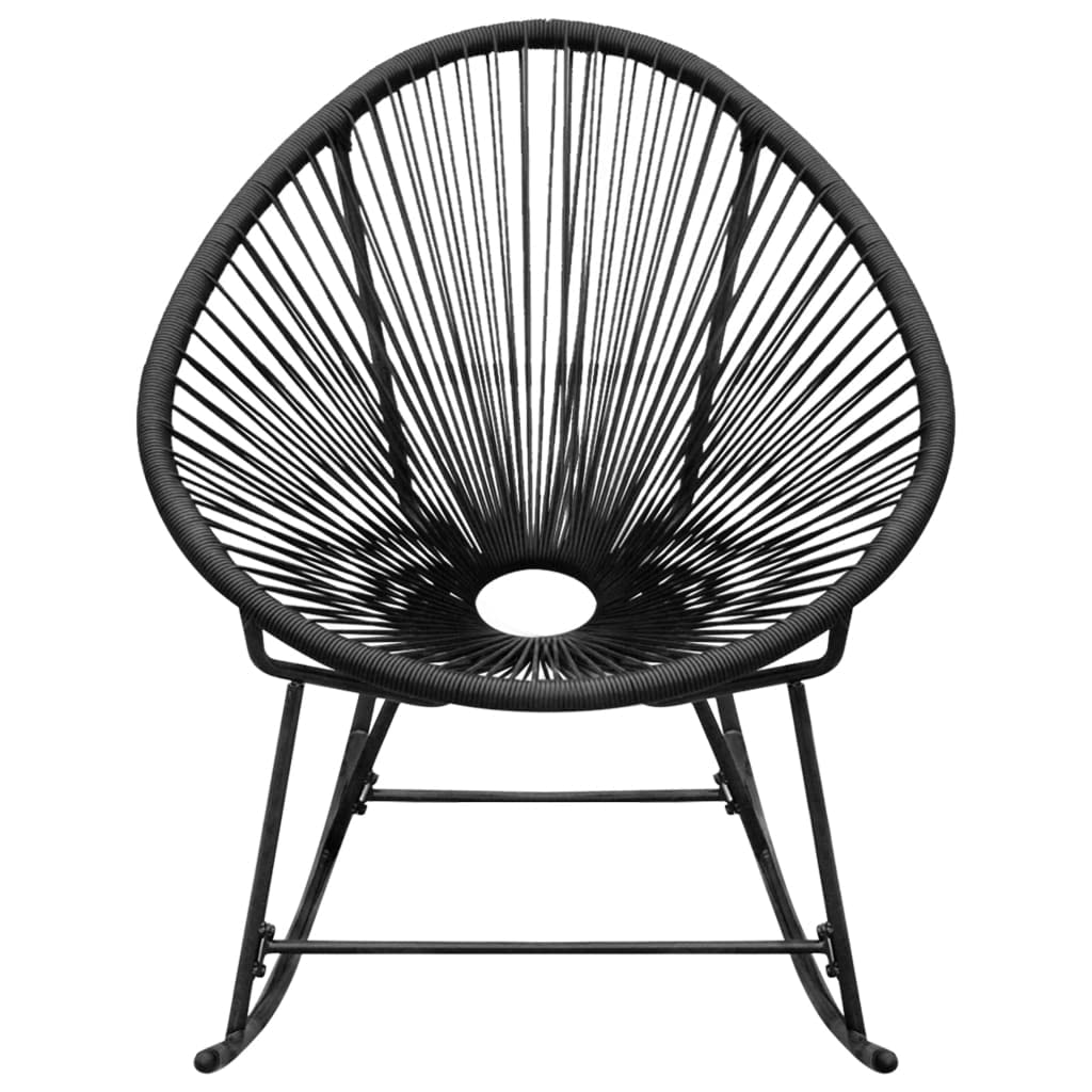 SKM Outdoor Rocking Chair - Black Poly Rattan Patio Furniture for Garden, Porch & Backyard Relaxation | Weather-Resistant & Comfortable