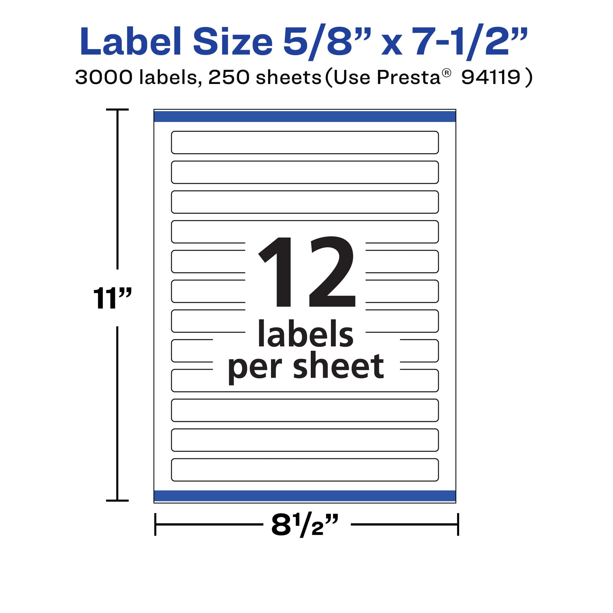 Avery Matte White Rectangle Labels with Sure Feed, 5/8