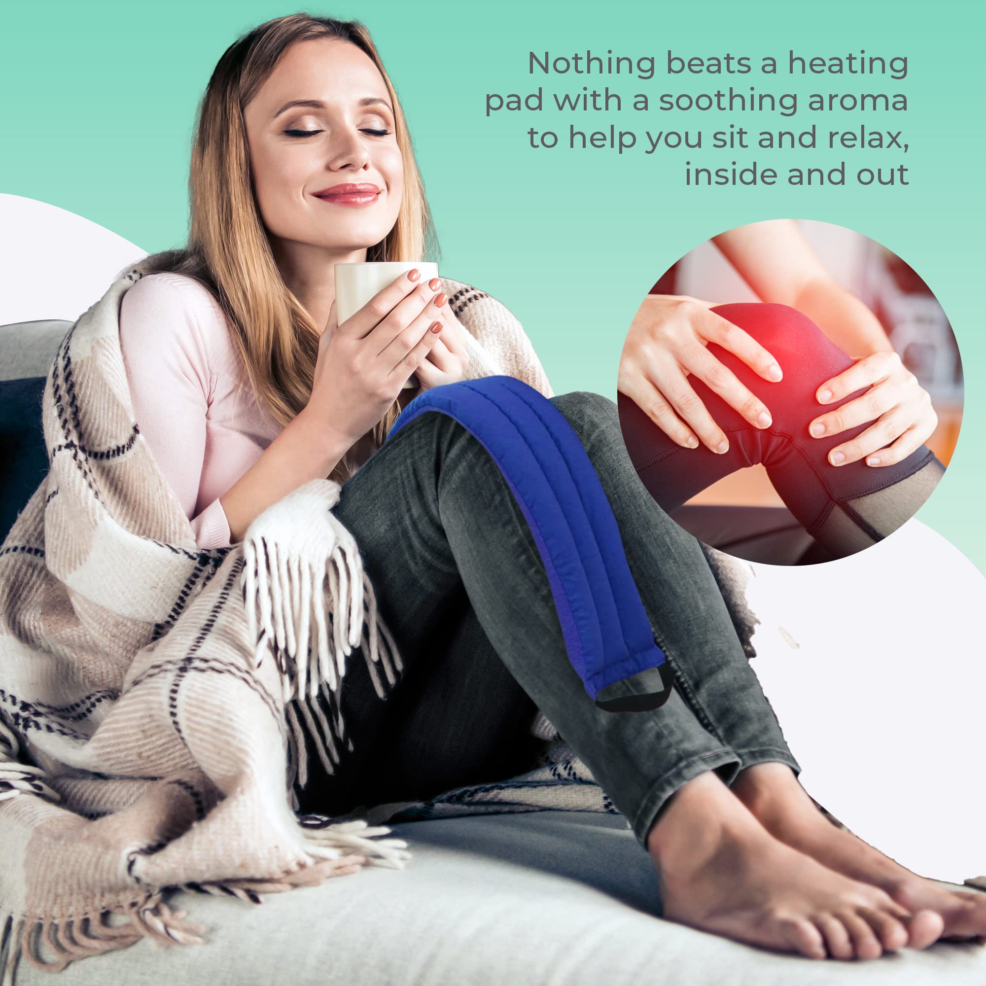 Microwavable Heating Pads for Back Pain Relief - Moist Heat Therapy for Neck, Shoulder & Muscle Pain - Reusable Hot Pack for Joint Stiffness & Cramps - 3-Pack Blue Microwaveable Heat Pads - Perfect for Home, Office & Travel Use