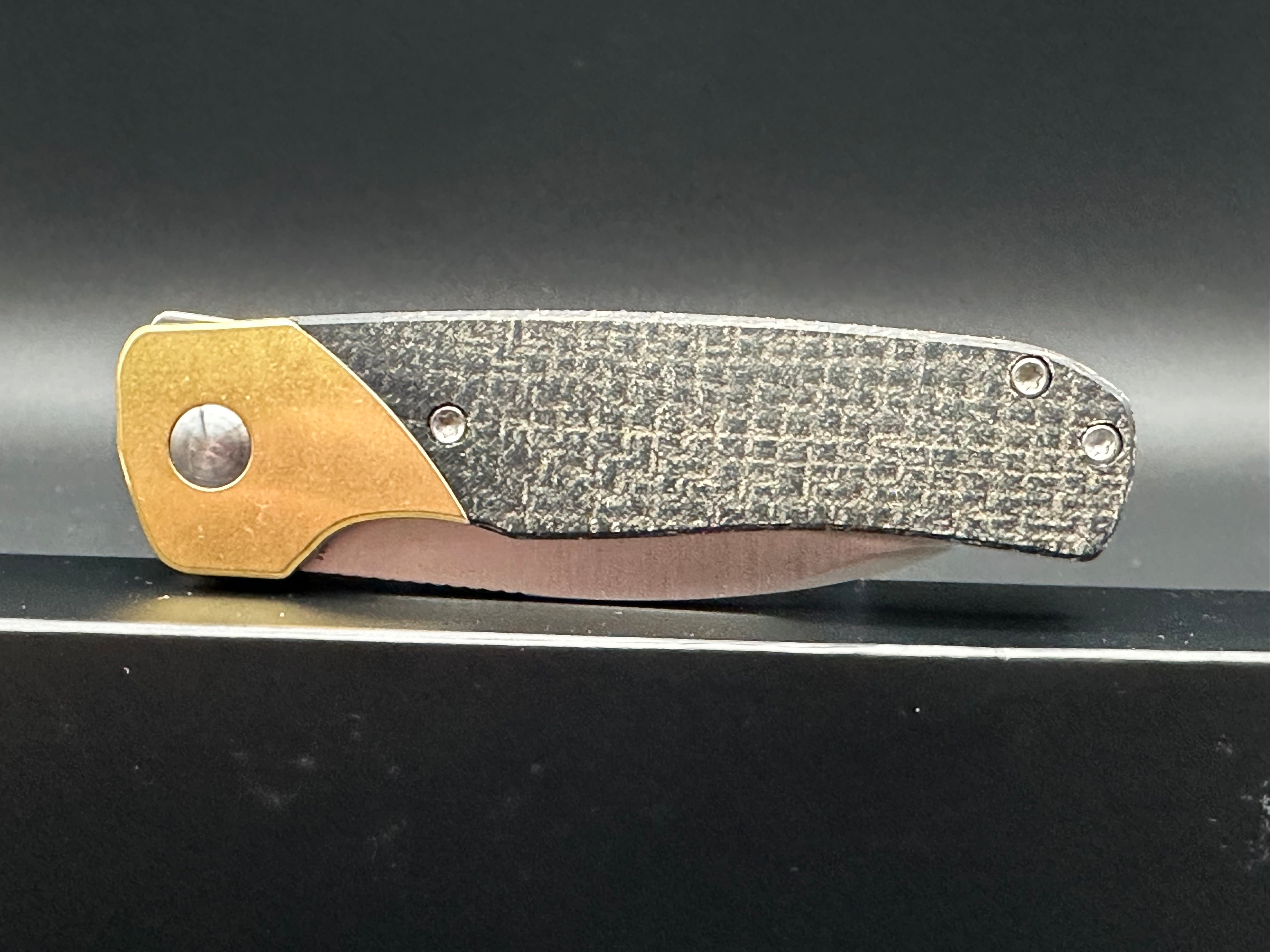KIZER GAVEL Pocket Knife - 154CM Stainless Steel Blade, Brass/Micarta Handle, Liner Lock Design V3661C1 - EDC Folding Knife for Outdoor, Camping & Everyday Carry