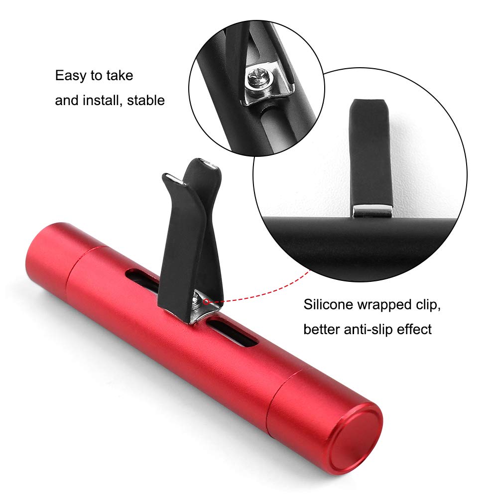 2 Packs Custom Car Air Freshener Diffuser Vent Clips - 12 Refill Sticks for Car, Office, Kitchen, Bathroom & Pet Houses - Red and Black - Long-Lasting Fragrance for Fresh & Clean Spaces