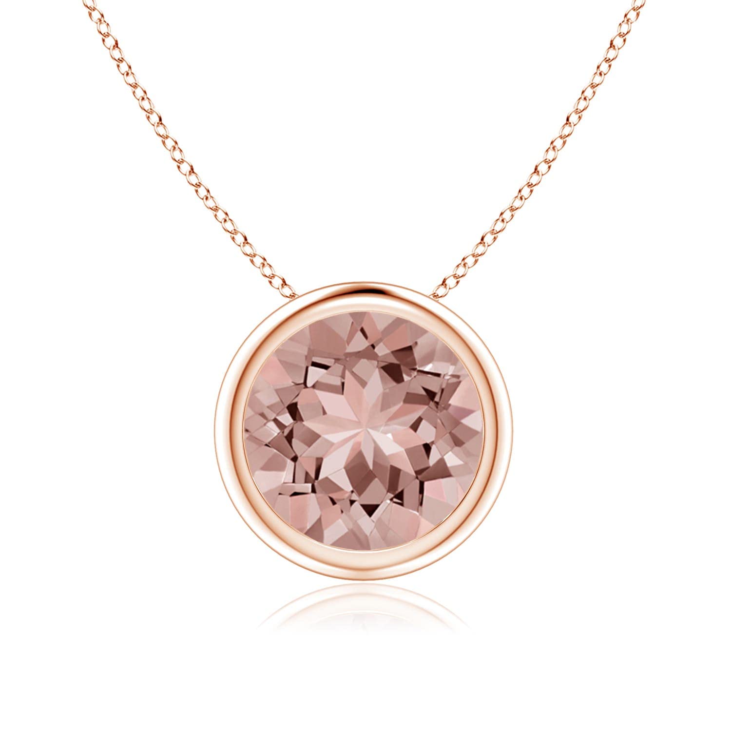 Angara Natural Morganite Solitaire Pendant Necklace for Women - 14K Solid Gold/Platinum Jewelry | Elegant Gift for Birthday, Wedding Anniversary | Perfect for Date Nights & Special Occasions