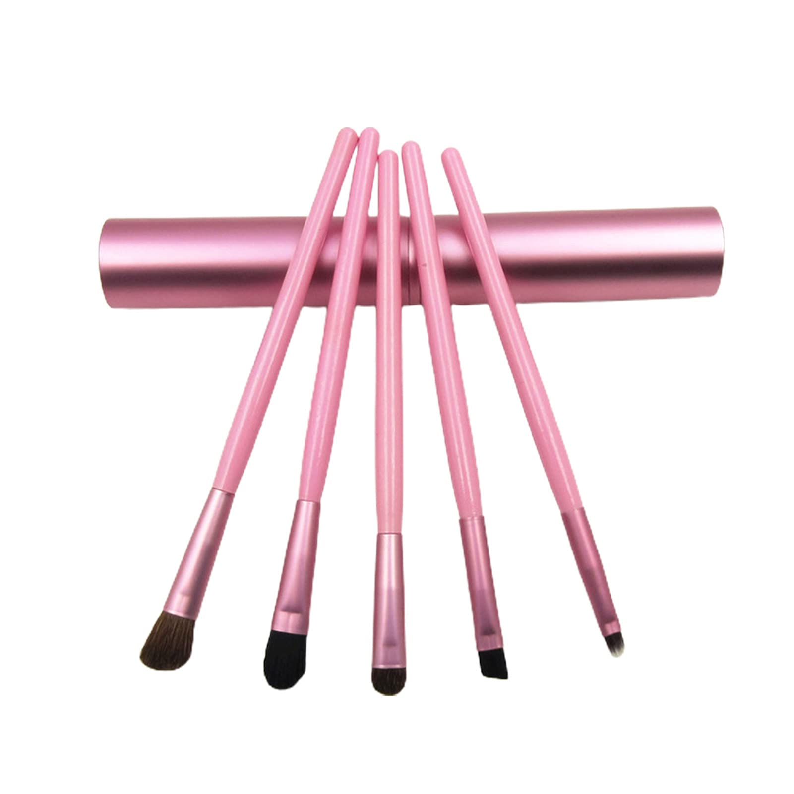 Professional 5-Piece Makeup Brush Set - Soft Bristles, Aluminum Tube Handle for Eyeshadow & Eyeliner | Portable Travel Beauty Kit (Purple) | Perfect for On-the-Go Makeup Application & Touch-Ups