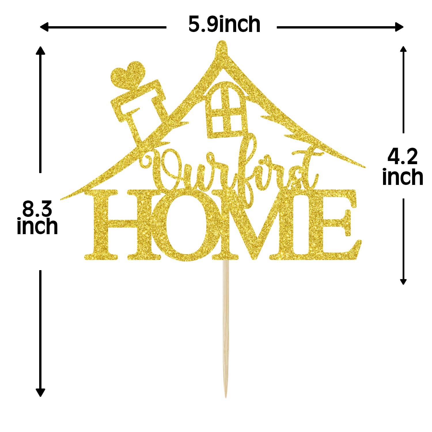 Our First Home Cake Topper - Gold Glitter 'Home Sweet Home' Wedding & Housewarming Decoration for New Couples | Perfect for Bridal Showers, Anniversary Cakes & Welcome Parties