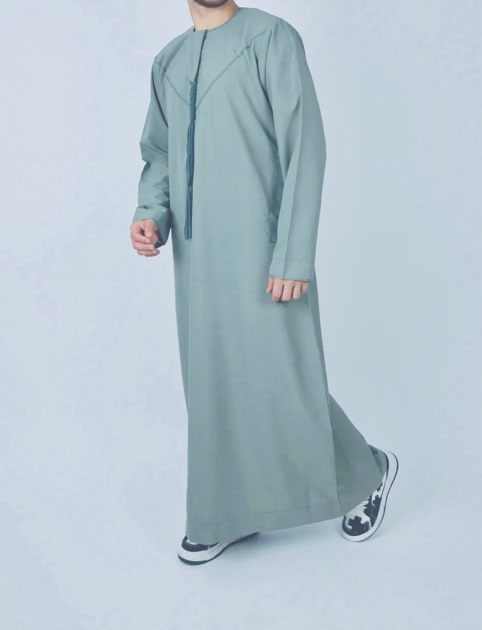 Premium Emirati Zip Jubbah Thobe - Traditional Arabic Robe for Men - Duck Egg Blue - Perfect for Eid, Weddings & Special Occasions