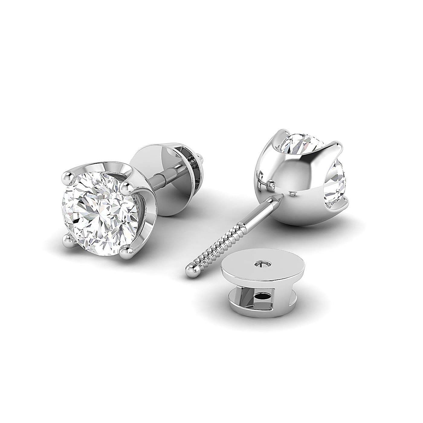 Back to School Sale: Round Brilliant Cut Moissanite Diamond Stud Earrings (0.30-4.00ct, 18K White Gold, FG Color, VVS Clarity) - Perfect for Graduation Gifts, Prom Jewelry & Everyday Elegance