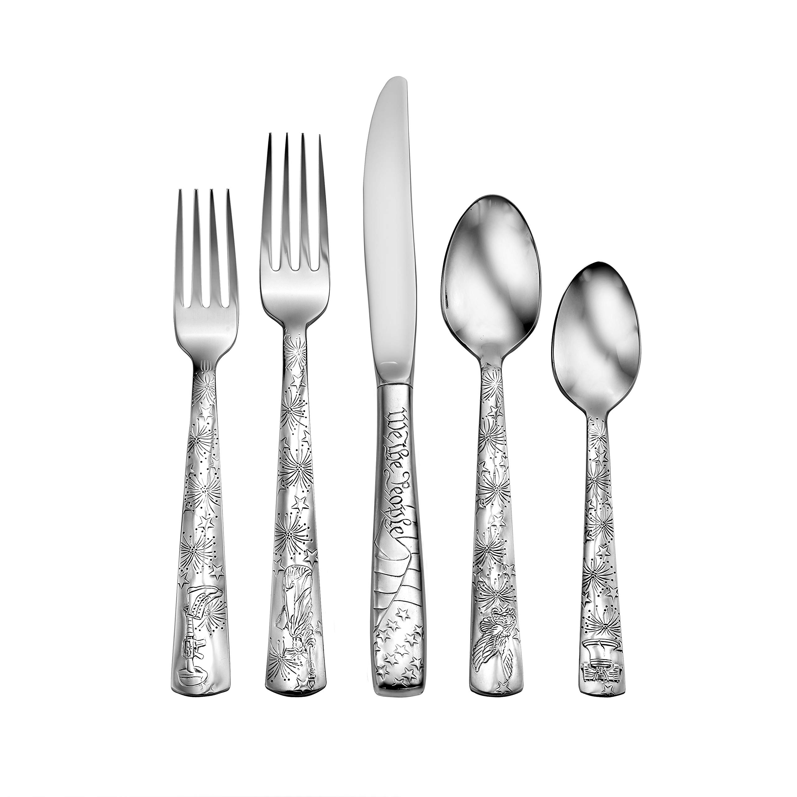 Liberty Tabletop 45-Piece Flatware Set - Service for 8, Stainless Steel Silverware Set with Knives, Forks & Spoons - Made in USA - Perfect for Dinner Parties, Weddings & Everyday Dining