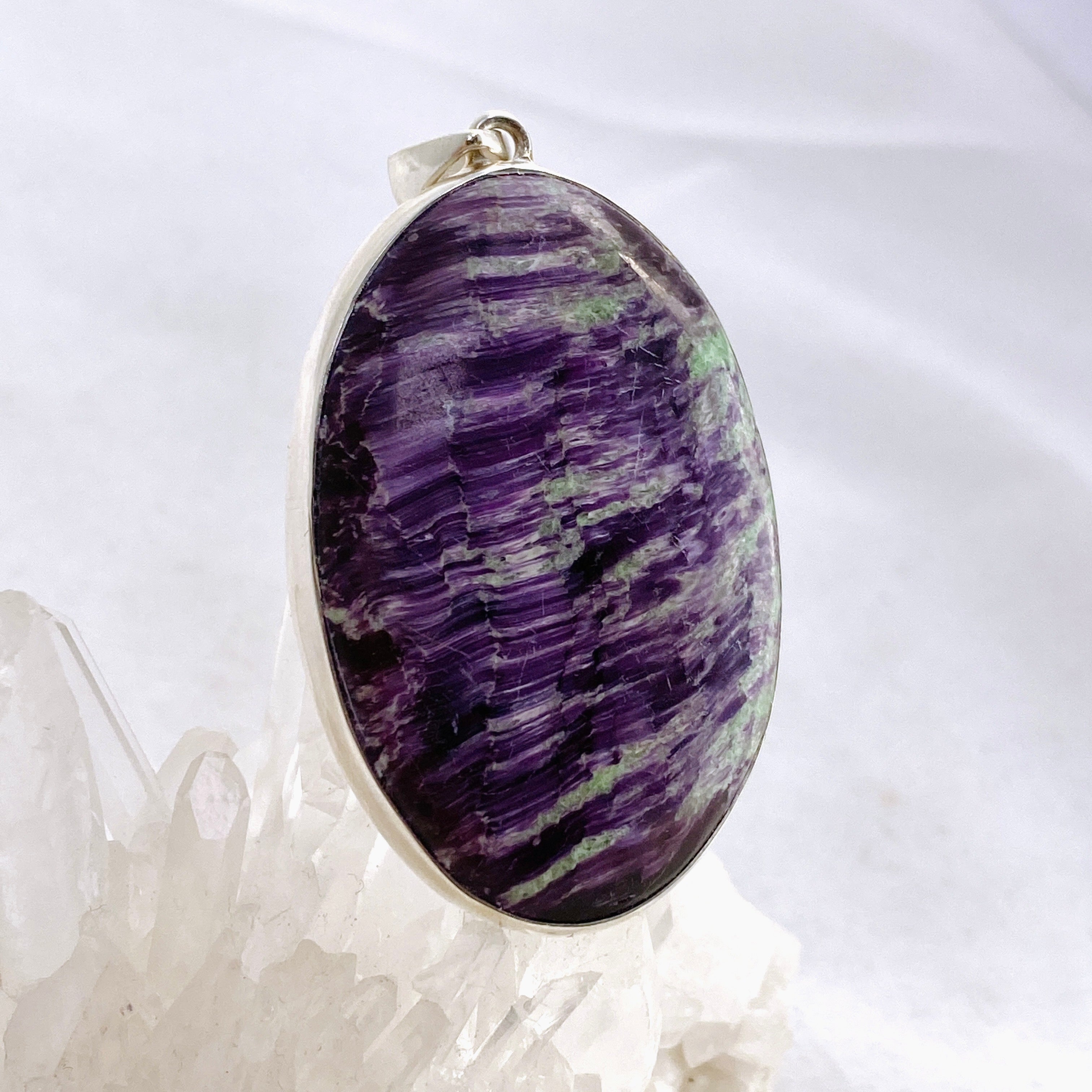 Kammererite Oval Cabochon Pendant KPGJ4746 - Natural Gemstone Jewelry for Women, Handmade Silver Pendant Necklace - Perfect for Gifts, Meditation & Spiritual Healing
