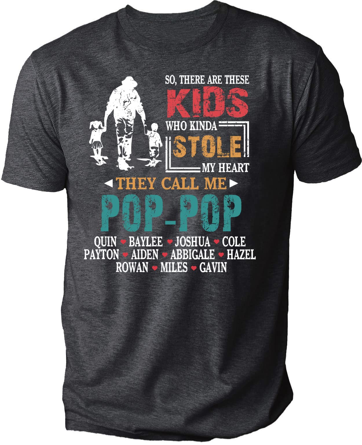 NAZENTI Personalized Grandpa Shirt - Custom Engraved T-Shirt for Men, Unique Fathers Day Gift Idea, Comfortable Papa Shirt for Grandparents Day & Family Reunions