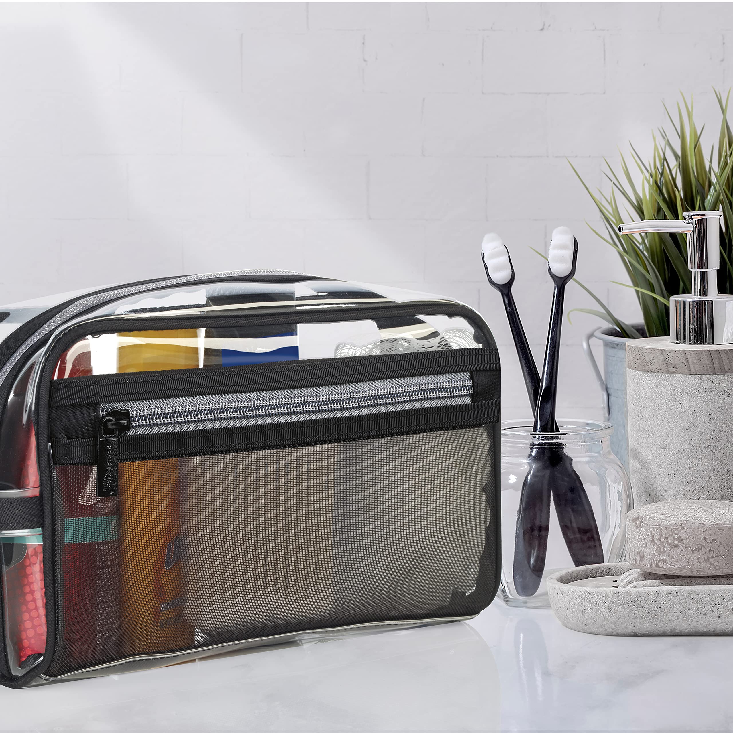Conair Travel Toiletry Bag for Women & Men - TSA Approved Clear Cosmetic Organizer - Perfect for Airplane Carry-On, Gym & Vacation Essentials Storage
