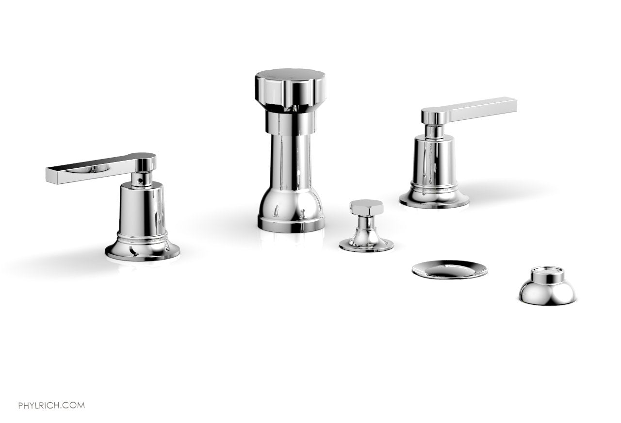 HEX MODERN 4-Hole Bidet Faucet Set with Lever Handles - Chrome Finish for Bathroom & Toilet Upgrade (Model 501-61) | Perfect for Modern Home Renovation and Water-Saving Solutions