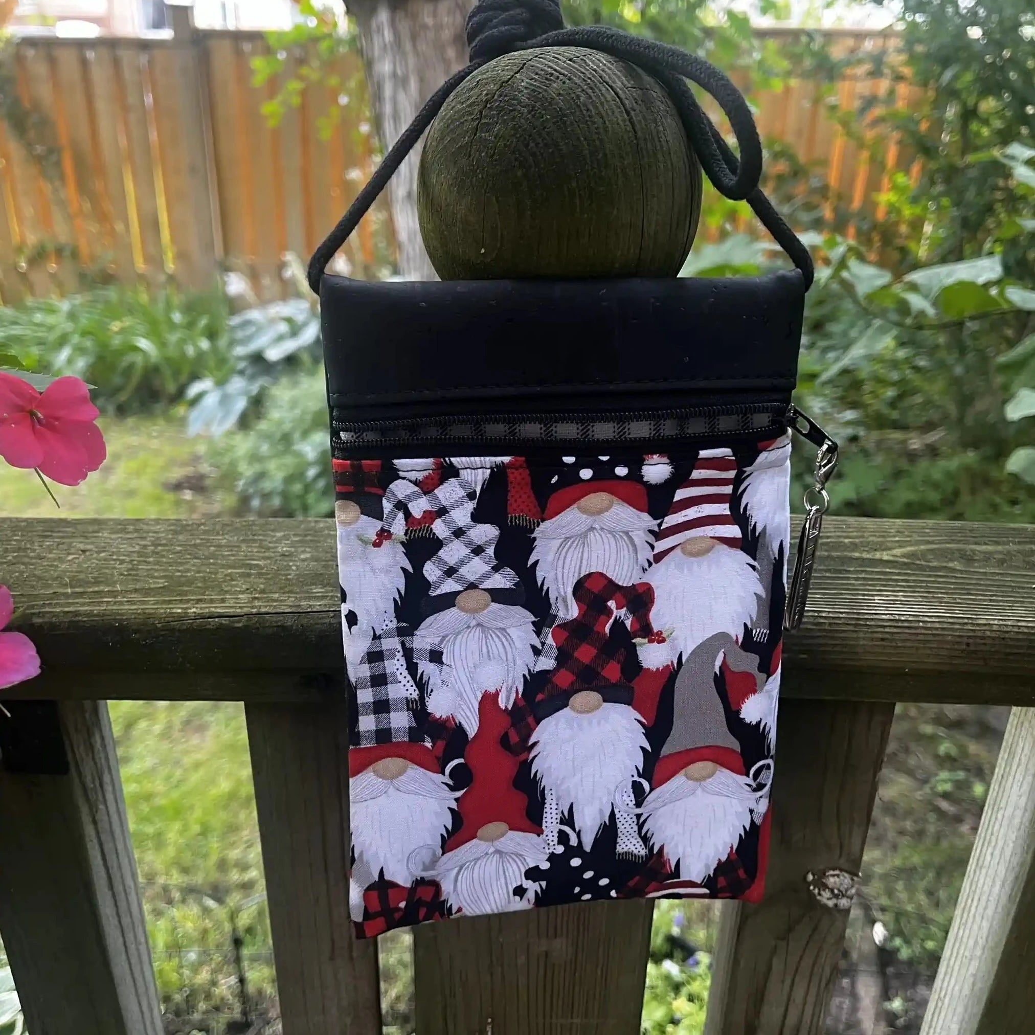 Stella Concert Crossbody Bag - Black Cork Leather with Gnome Design - Perfect for Everyday Use, Travel & Casual Outings