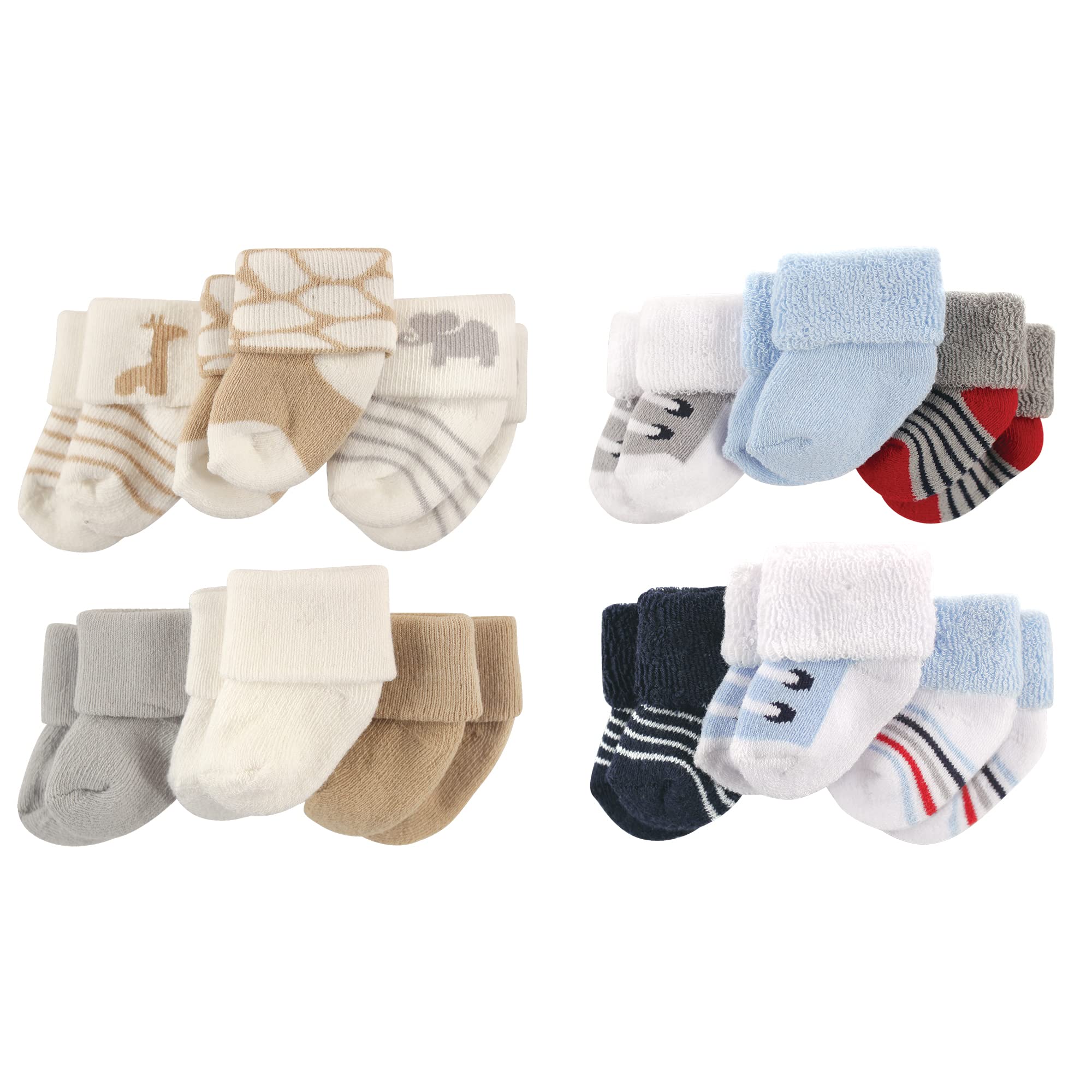 Luvable Friends Soft Baby Cotton Terry Socks - 6 Pairs Pack | Non-Slip Infant Socks for Boys & Girls | Perfect for Newborns, Crawling & Everyday Wear