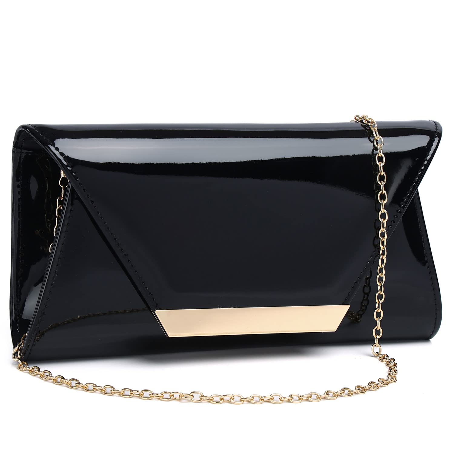 Women's Nude Clutch Purse - Red & Black Patent Leather Envelope Handbag for Wedding, Party, Gift & Travel | Elegant Evening Bag for Special Occasions