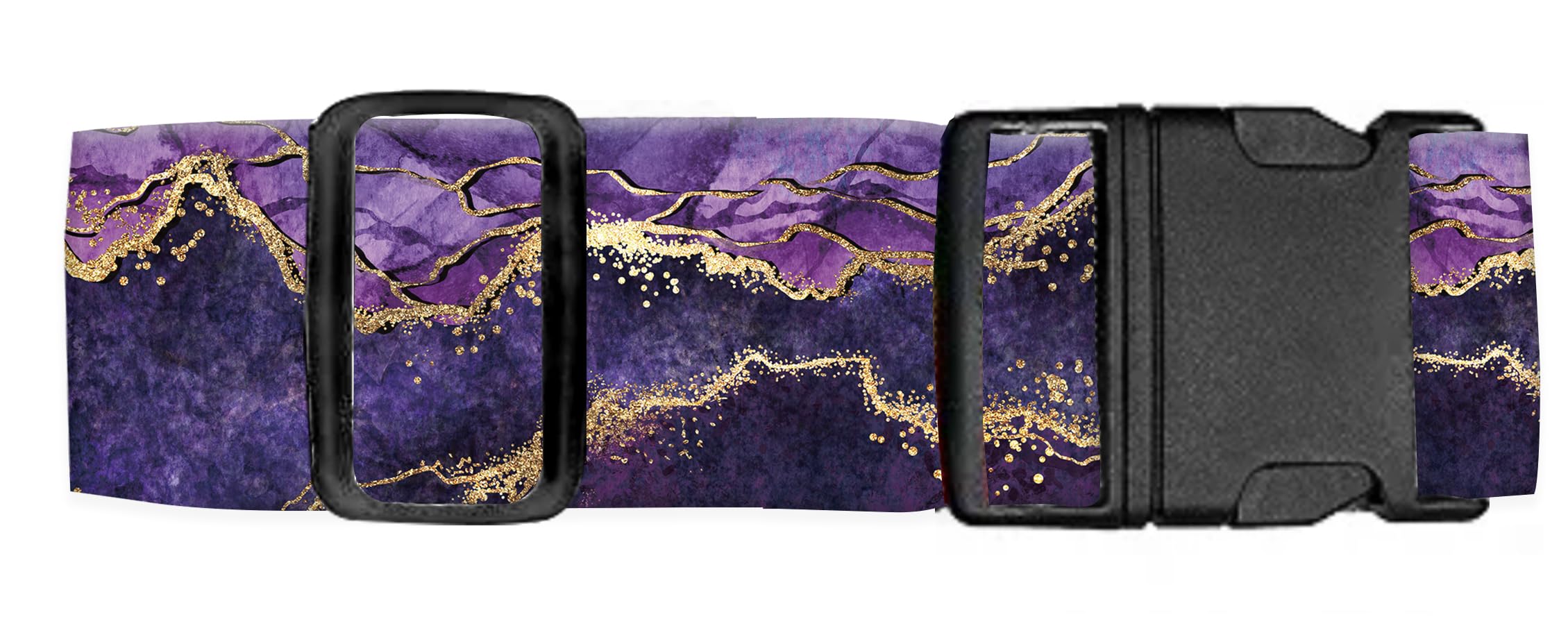 Premium Adjustable Luggage Straps for Suitcases - Heavy Duty Travel Belt with Quick-Release Buckle - Luxury Purple Marble Design - Perfect for Air Travel, Business Trips & Vacation Packing