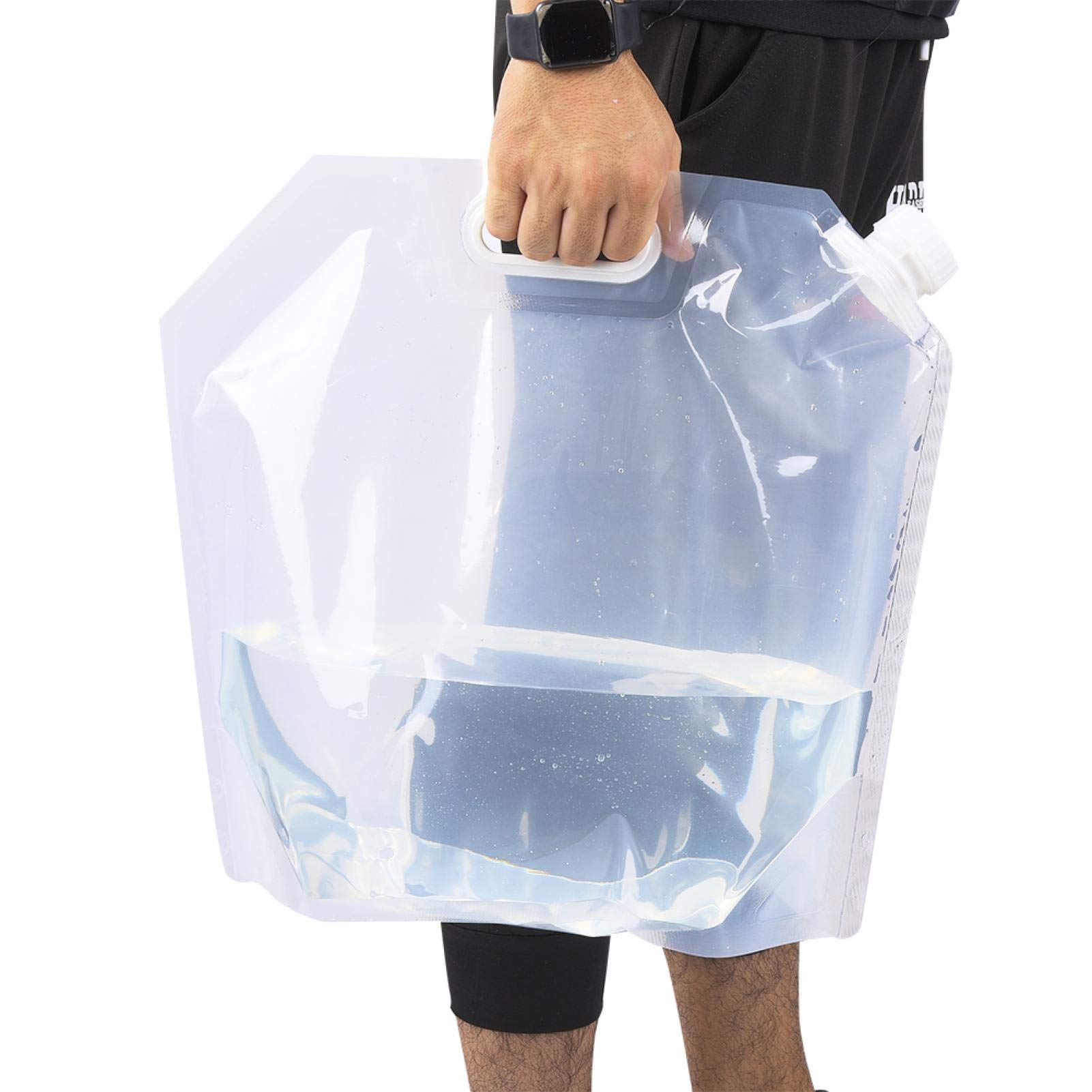 Liyeeo 10L Large Screw Folding Water Storage Bag - Clear Plastic Water Container for Outdoor Camping, Hiking, Backpacking & Emergency Preparedness