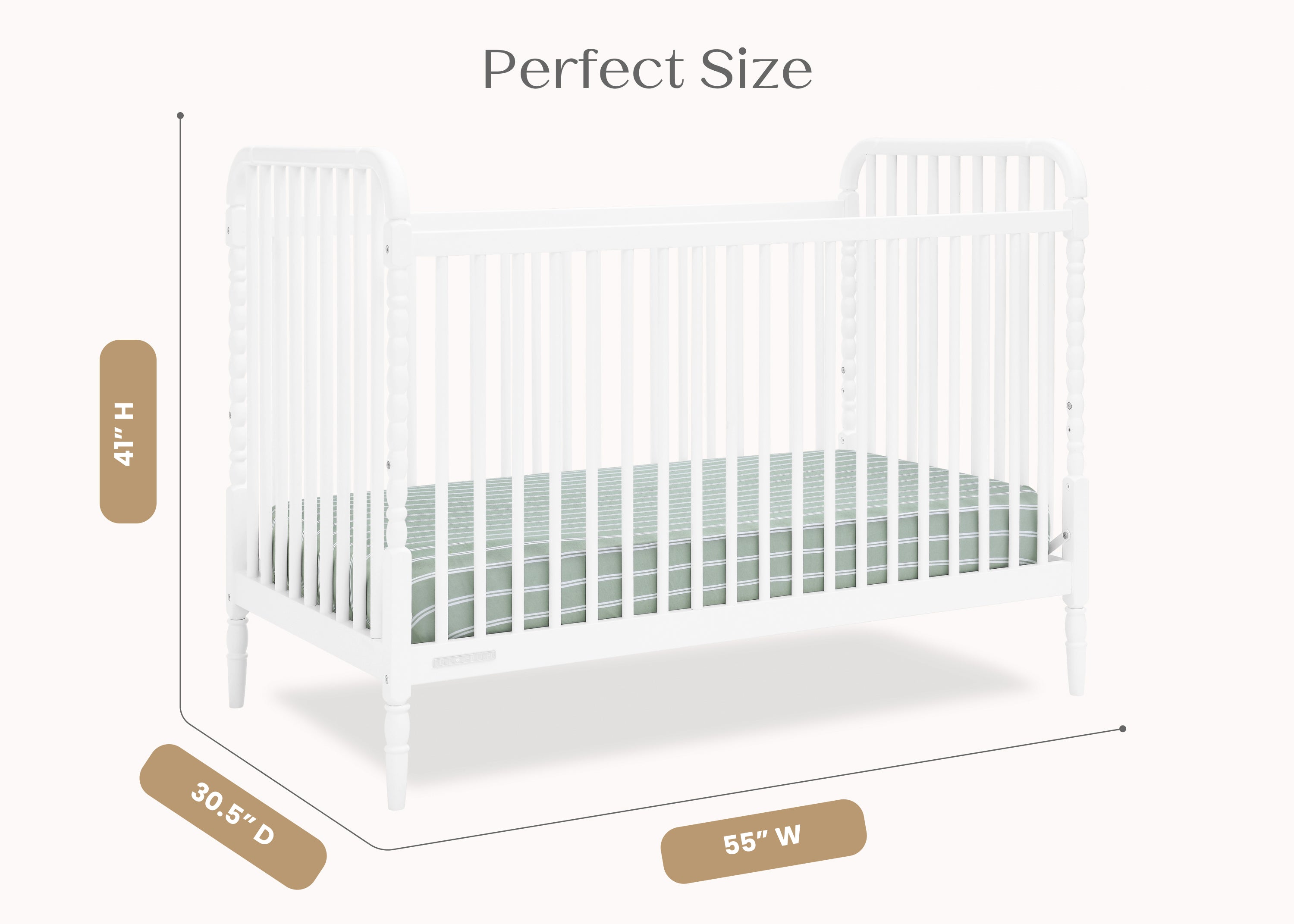 Serena 4-in-1 Convertible Baby Crib - White Nursery Furniture for Newborn to Toddler - Perfect for Bedroom, Daycare & Guest Room
