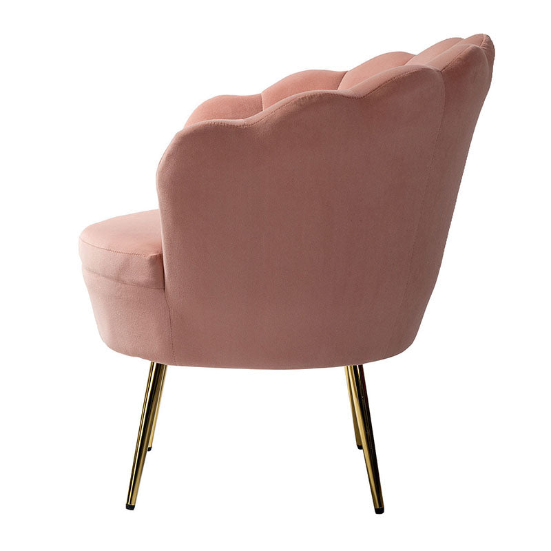 Evelia Velvet Scalloped Barrel Chair - Luxurious Velvet Accent Chair with Curved Back for Living Room, Bedroom & Office - Perfect for Reading Nook, Lounge Area or Home Decor