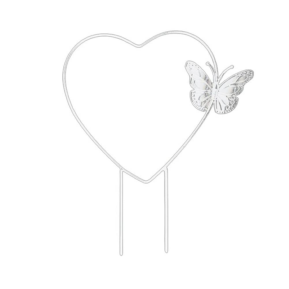 Butterfly & Heart Shaped Garden Trellis - Round Metal Plant Climbing Frame for Outdoor Potted Plants, Indoor Flower Stand with Rattan Design - Perfect for Climbing Roses, Vines & Hanging Flowers in Garden, Patio or Balcony Decor