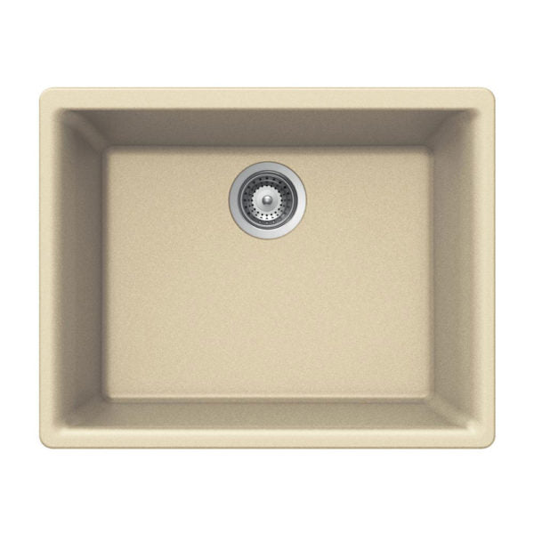 Hamat SIO 2418SU SD Granite Composite Undermount Single Bowl Kitchen Sink in Sand Color - Perfect for Modern Farmhouse & Contemporary Kitchen Remodels