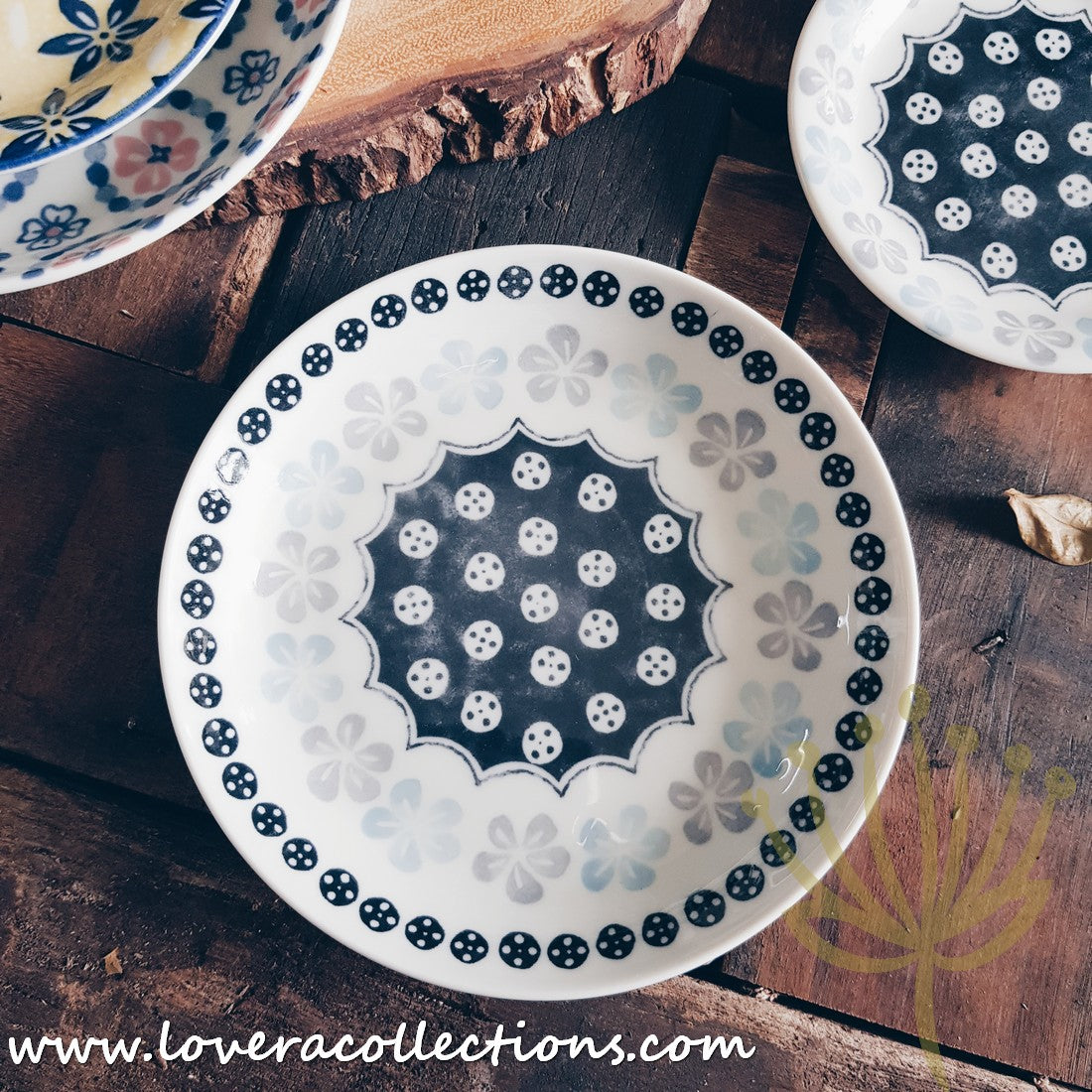 **50% Off + Buy 1 Get 1 Free - Awasaka Japan Floral Print Condiment Dishes & Dessert Plates Set - Perfect for Sushi, Salads, and Party Serving**