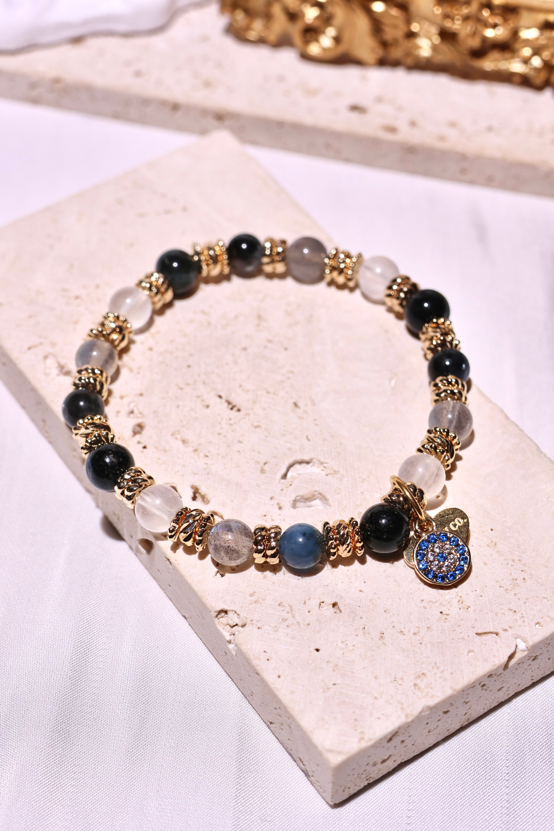 INTENTION 6mm Freedom & Independence Bracelet - Adjustable Beaded Bracelet for Men & Women - Perfect for Patriotic Holidays, Gifts & Everyday Wear