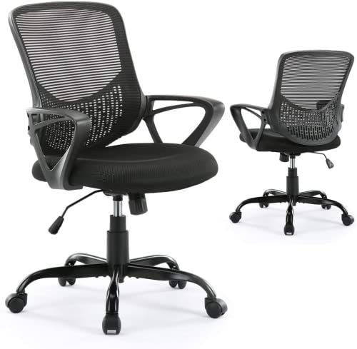 Ergonomic Office Chair with Lumbar Support - Adjustable Mid Back Mesh Computer Desk Chair, Rolling Swivel Task Chair for Home & Office Workspace - Perfect for Long Hours Sitting, Gaming, and Remote Work