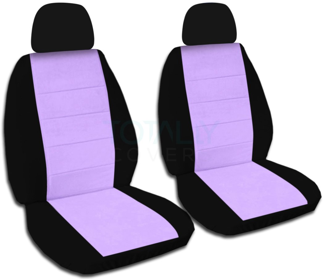 Premium Two-Tone Car Seat Covers with 2 Headrest Covers - Black & Violet - Universal Fit for Cars, Trucks, Vans, SUVs & RVs (21 Color Options) - Perfect for Road Trips, Daily Commutes & Vehicle Protection