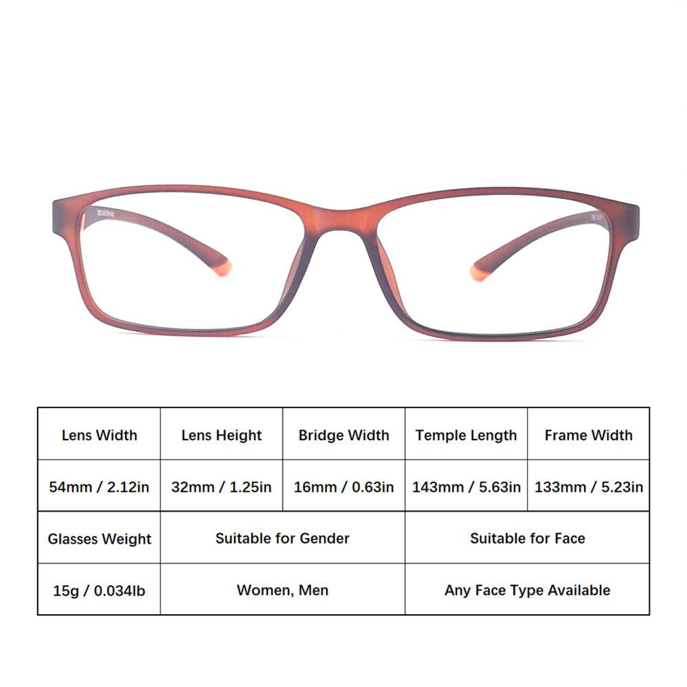 Blue Light Blocking Glasses for Women & Men - Anti Glare Computer Reading Glasses with Magnification - Rectangle Eyeglass Frames for Office Work, Screen Time & Digital Eye Strain Relief