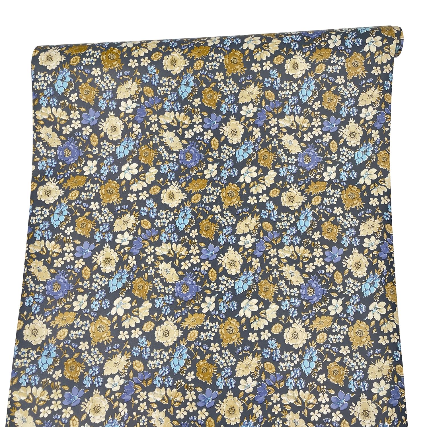 Yifely Self-Adhesive Shelf Liner - Removable Drawer Paper for Refurbishing Old Furniture, Makeup Dresser & Nightstands - Retro Floral Pattern (17.7
