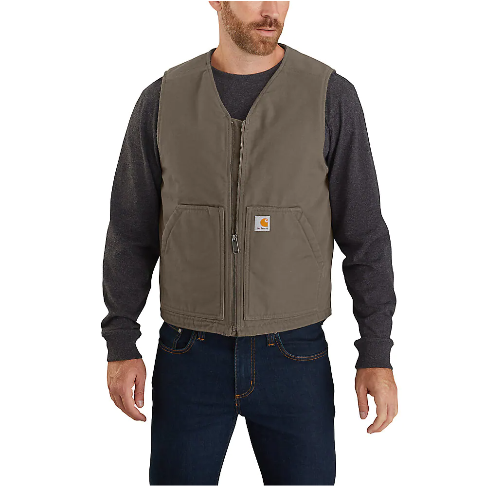 Carhartt Men's Relaxed Fit Washed Duck Sherpa Lined Vest - Heavy Duty Workwear for Outdoor Jobs & Cold Weather (104394) | Hunting, Construction & Winter Activities