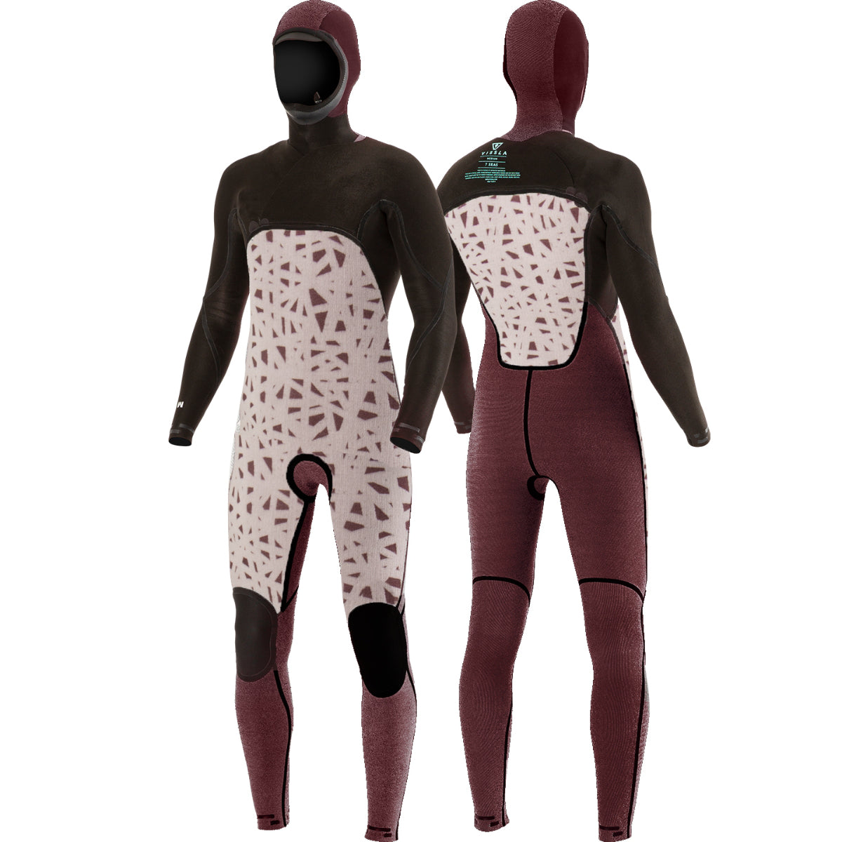 Vissla 7 Seas 4/3mm Men's Hooded Chest Zip Wetsuit Full Suit for Surfing, Diving & Water Sports