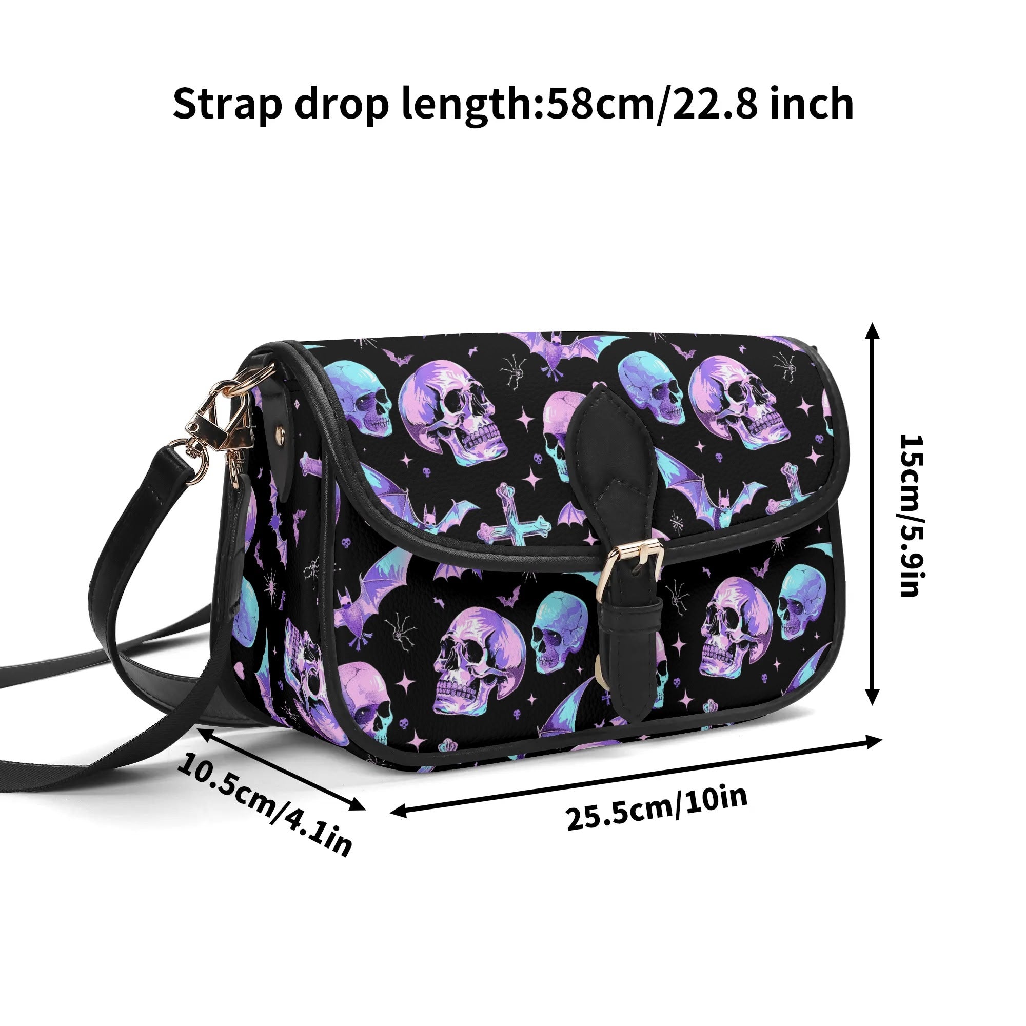 **Gothic Skull & Bat Chain Shoulder Bag for Women - Stylish Crossbody Purse for Halloween, Night Out & Gothic Fashion**