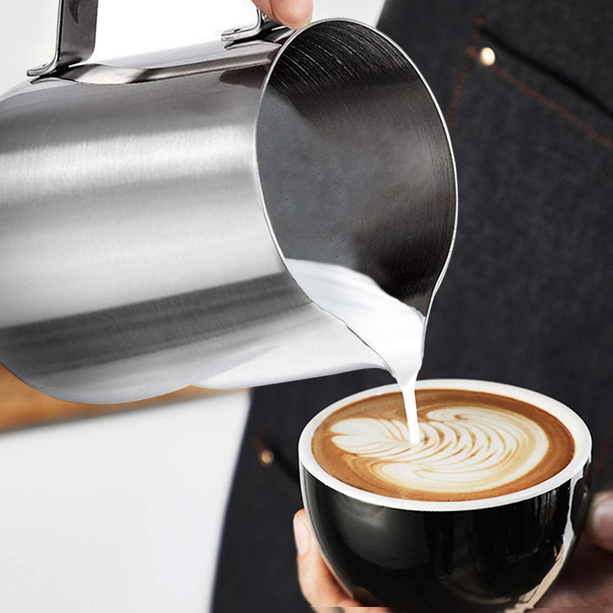 ENLOY 20oz Stainless Steel Milk Frothing Pitcher - Barista Steaming Jug for Espresso Machine, Perfect for Latte Art, Cappuccino & Coffee Making - Includes Art Pen - Ideal for Home Baristas & Coffee Shops