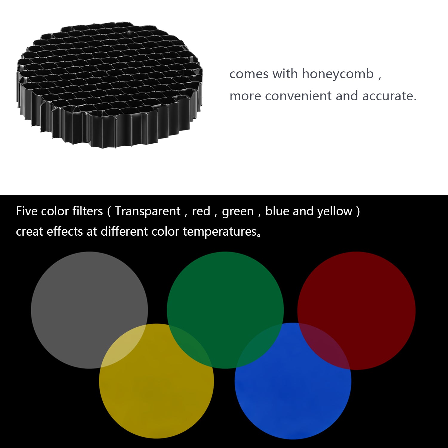 NEEWER Aluminum Alloy Conical Snoot Kit with Honeycomb Grid - Professional Photography Lighting Accessory for Studio, Portrait, and Product Shoots