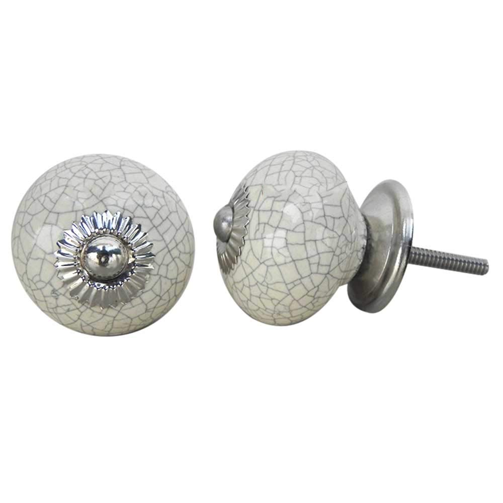 IndianShelf 20-Pack Cream Crackle Ceramic Drawer Knobs - Elegant Kitchen Cabinet Hardware & Wardrobe Pulls for Dresser, Cupboard, and Furniture Upgrade | Perfect for Home Renovation & DIY Decor Projects
