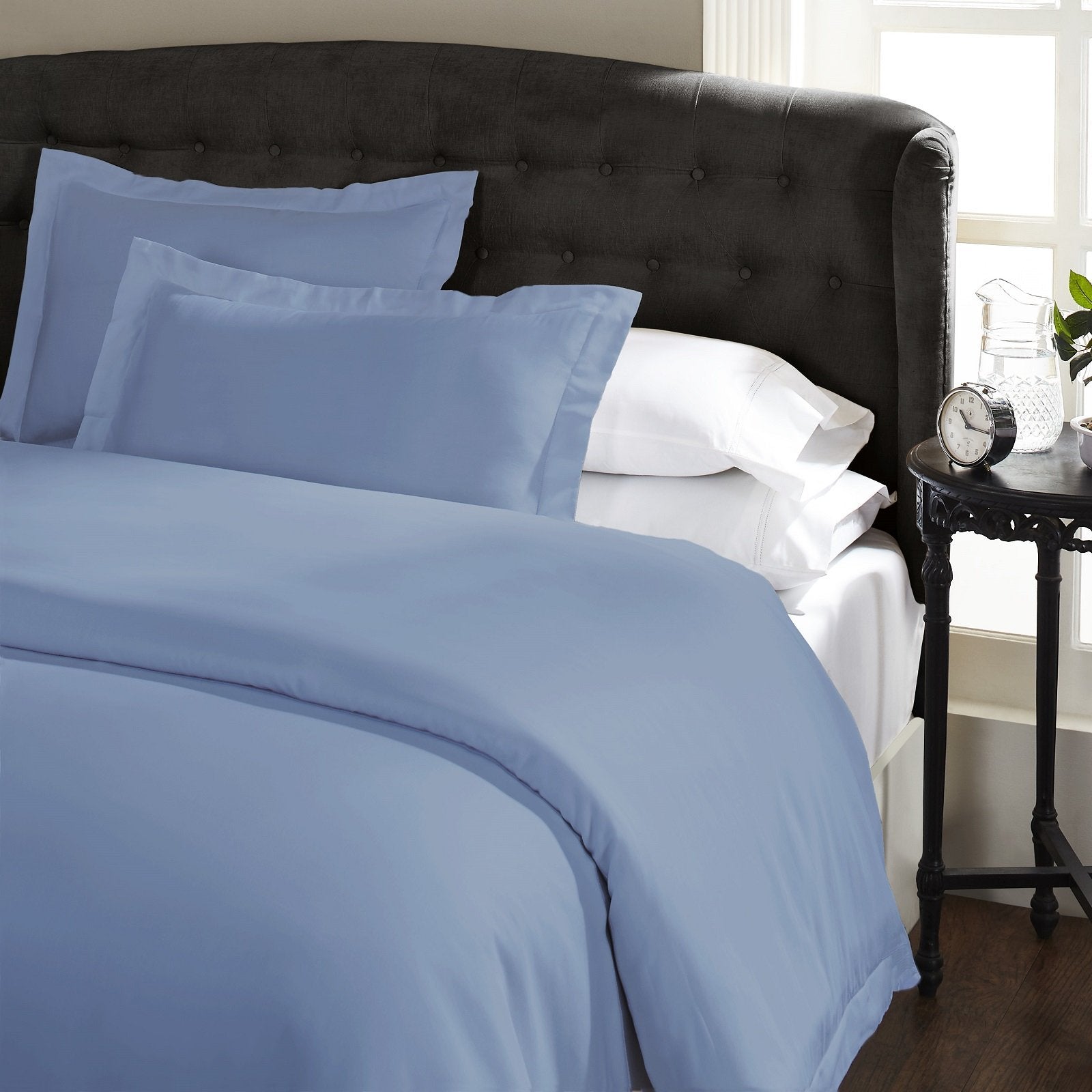 Ddecor Home 1000 Thread Count King Size Quilt Cover Set - Premium Cotton Blend, Classic Hotel Style in Blue Fog - Perfect for Master Bedroom & Luxury Home Decor