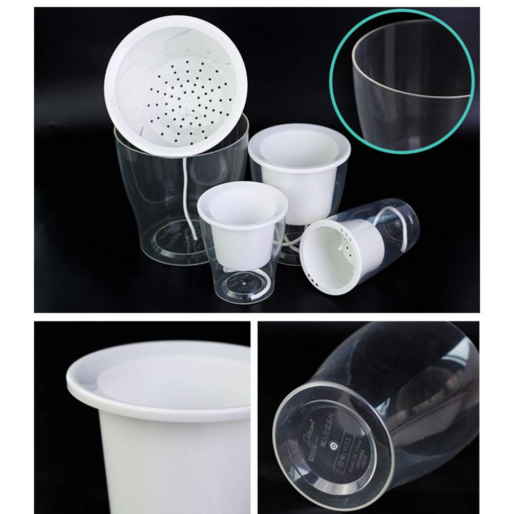 DOITOOL透明树脂自动吸水储水花盆 塑料花盆水培植物种植 室内外园艺装饰盆栽