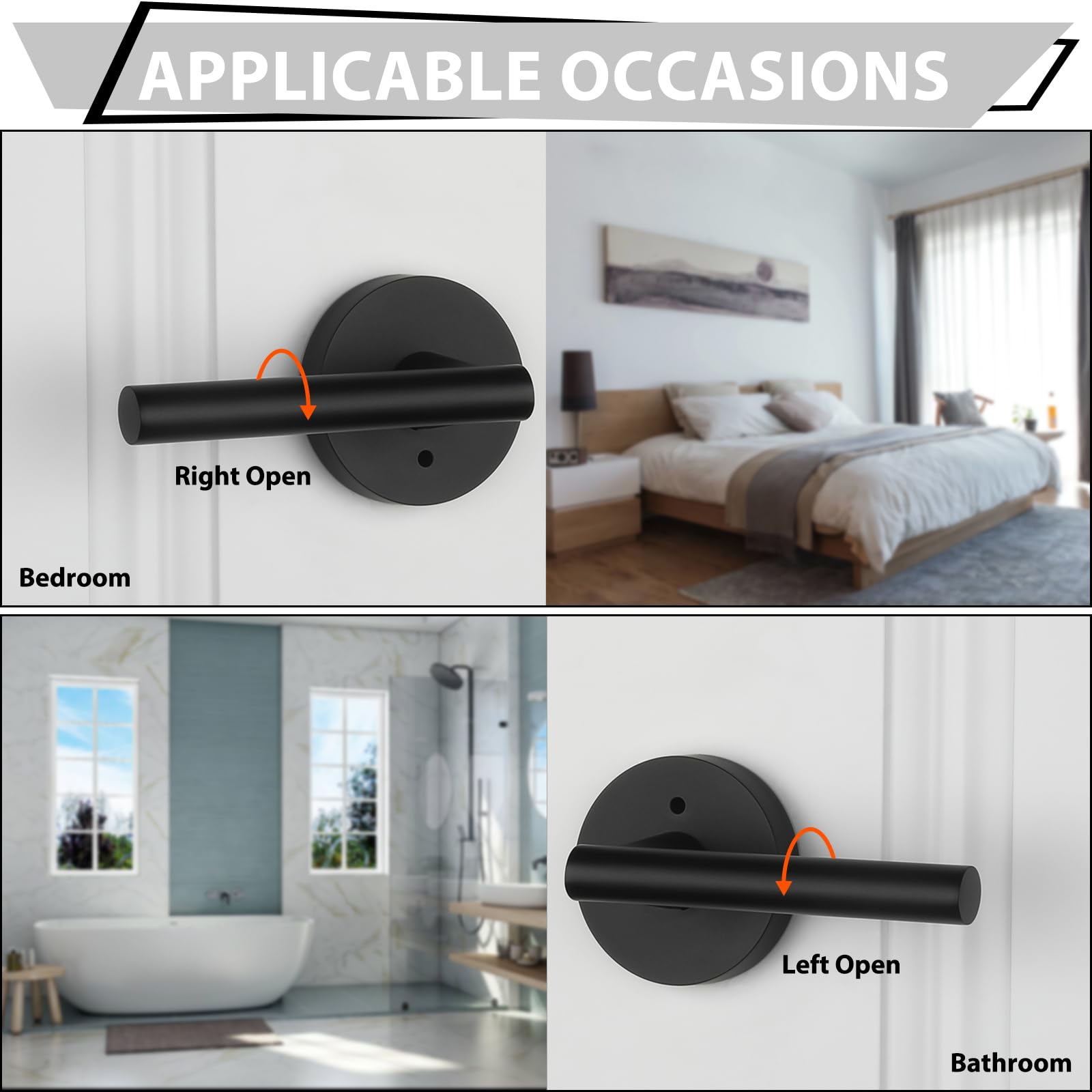 Haidms 5-Pack Matte Black Interior Door Handles - Heavy Duty Privacy Door Levers for Bathroom & Bedroom | Modern Style Hardware for Home & Office Doors