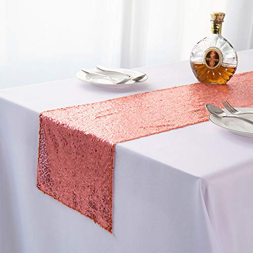 Mediterranean Embroidered Table Runner with Sequins - Multi-Color Star Pattern, Wrinkle & Wear-Resistant Tablecloth for Dining Room Decor - Watermelon Red | Perfect for Weddings, Parties & Holiday Table Settings