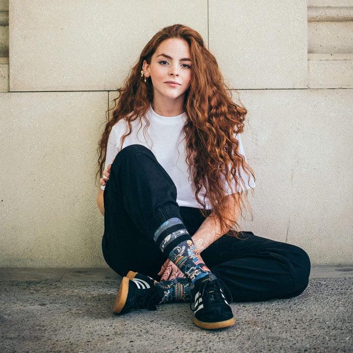 American Socks Signature Conspiracy Mid High - Premium Cotton Crew Socks for Men & Women - Perfect for Casual Wear, Sports & Outdoor Activities